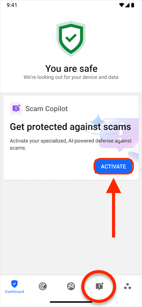 Scam Copilot instellen op Android