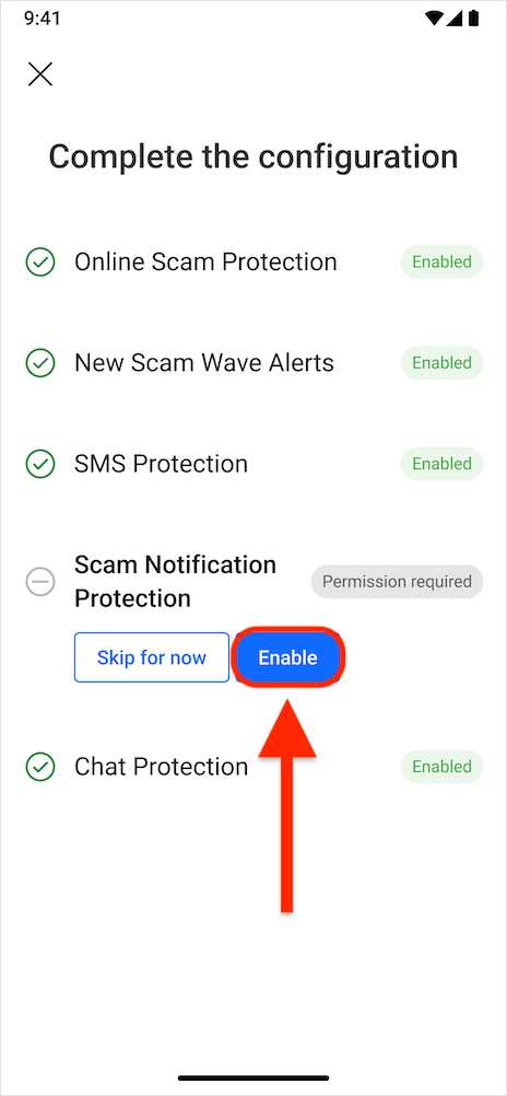 Scam Notification Protection - instellen Scam Copilot Android